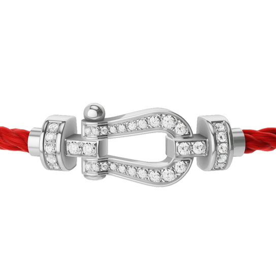 Fred Force 10 Medium White Gold and Diamond Pavé Cable
